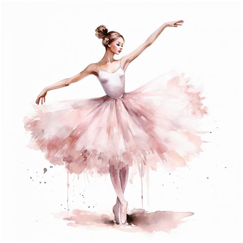 Premium Photo Cute Watercolor Illustration Of A Ballerina Pink Tutu Pointe Shoes Full Length