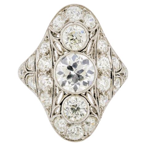 Art Deco Platinum Diamond Engagement Ring At 1stDibs