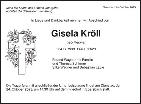 Traueranzeigen von Gisela Kröll Südwest Presse Trauer