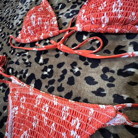 Coral Hawaiian Print String Bikini This Bikini Is Depop