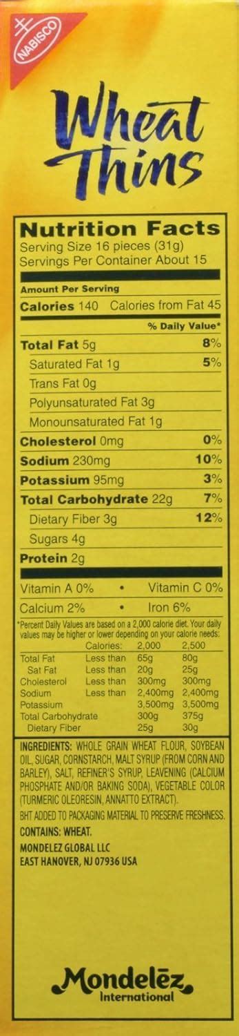 Wheat Thins Nutrition Facts Label | Besto Blog