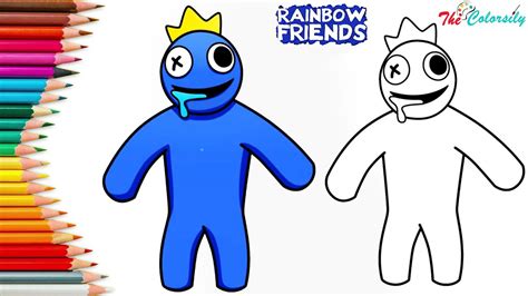 How To Draw Character Of Rainbow Friends Easy Step By Step Roblox Drawing Blue Youtube