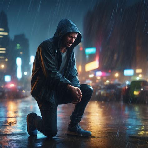 Image Of Man In Rain At Night On Knees Crying By Tig Tag Vision