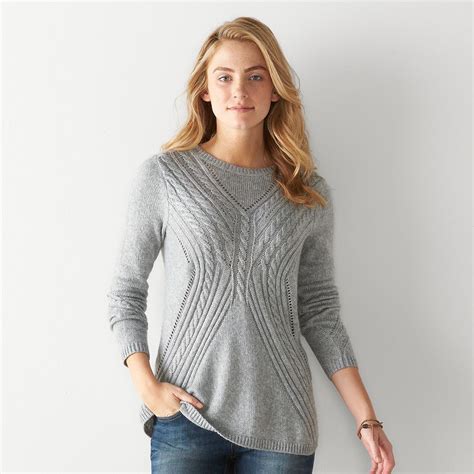 Womens Sonoma Goods For Life™ Cable Knit Crewneck Sweater Sweaters