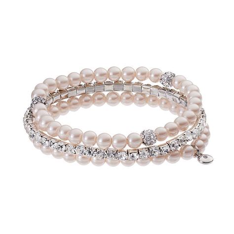 Simulated Crystal Simulated Pearl Stretch Bracelet Set Bracelet Set