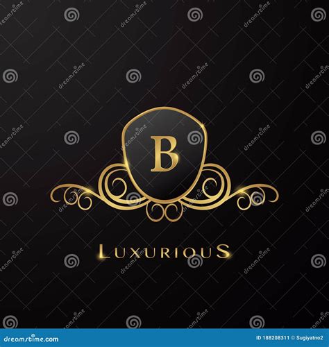 Letter B Luxurious Shield Logo Golden Color Vector Design Concept For