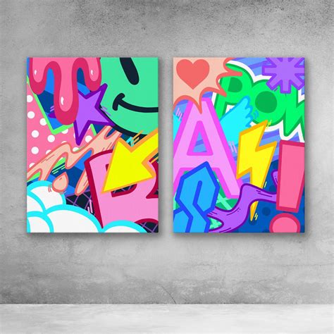 Graffiti Pop Art Street Art Comic Wall Art Set