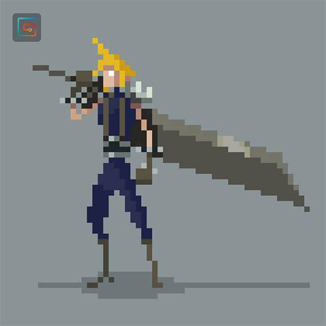 Cloud Strife Pixel Art Process Video No Sound