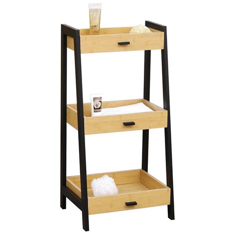 Meuble rangement 3 étagères 45 x H90 cm Cebu Noir et bois Déco