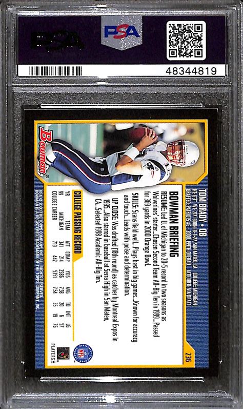 Lot Detail 2000 Bowman Tom Brady 236 Rookie Card PSA 9