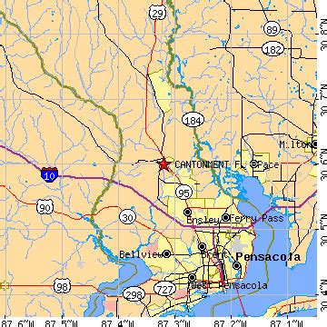 Cantonment, Florida (FL) ~ population data, races, housing & economy