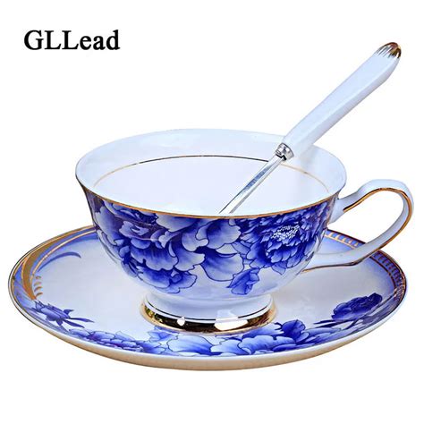 Gllead Chinese Style Blue And White Porcelain Tea Cup And Saucer Top