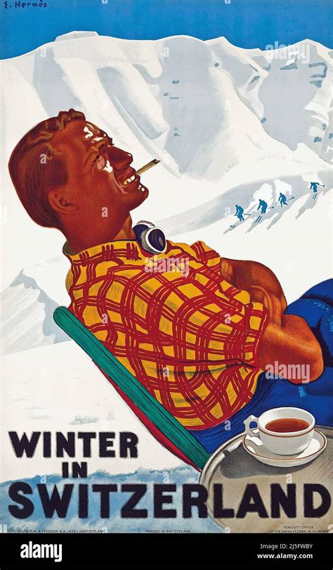 Vintage Ski Skiing Poster By Erich Hermes Hi Res Stock Photography And