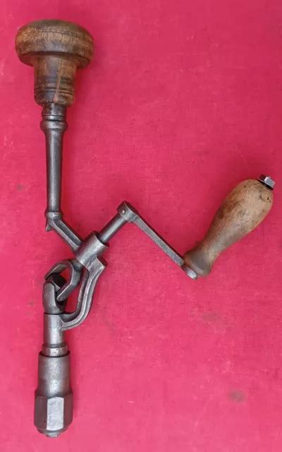 Rare Ancien Vilebrequin D Angle Chignole Perceuse Main Outil