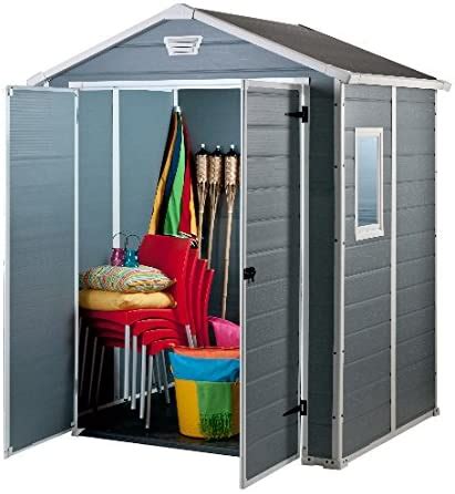 Keter Manor Outdoor Plastic Garden Storage Shed Grey X Ft