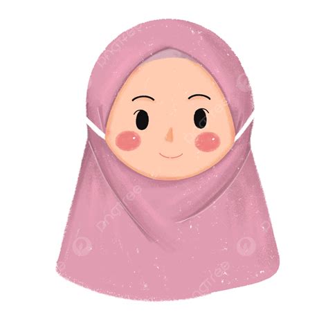 Hijab Kartun Islamic Pink Lucu Imut Kartun Islamik Png Transparan