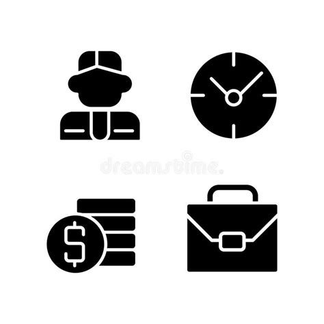 Business And Management Black Glyph Icons Set On White Space Stock