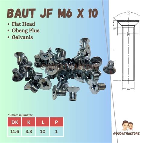 Jual M X Baut Jf Flat Head Baut Jf M X Obeng Plus Shopee Indonesia