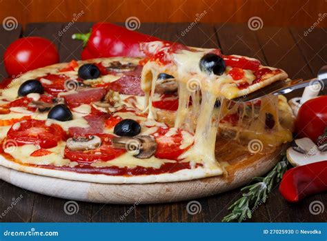 Hot Pizza With Melting Cheese Stock Photo Image Of Sauce Delicious