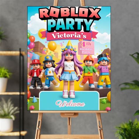 Roblox Party Banner Roblox Inspired Birthday Banner Roblox Themed Game