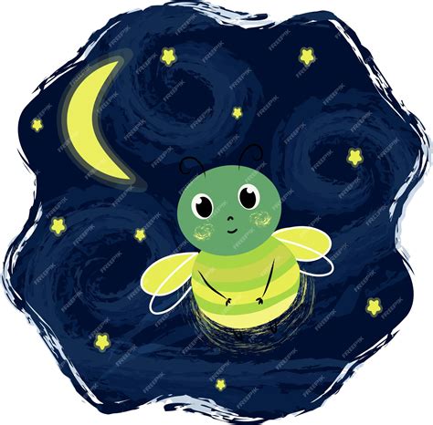 Premium Vector | Firefly against the background of the starry night sky