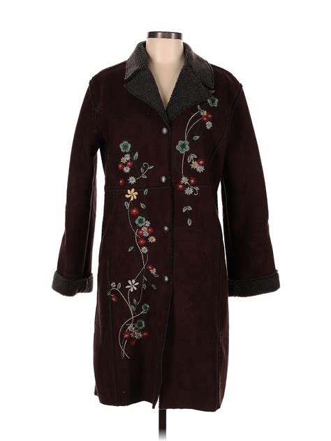 Assorted Brands 100% Polyester Brown Burgundy Coat Size M - 51% off