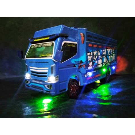 Jual Miniatur Truk Truck Oleng Wahyu Abadi Biru Fariasi Lampu Led