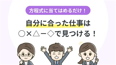 自分に合った仕事を見つける方程式｜人生の3割を占める仕事の選び方 アクセス就活plus｜就活ノウハウをイラストで紹介する情報サイト