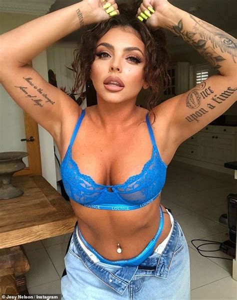 Little Mix S Jesy Nelson Sets Pulses Racing In A Plunging Blue Bra Daily Mail Online