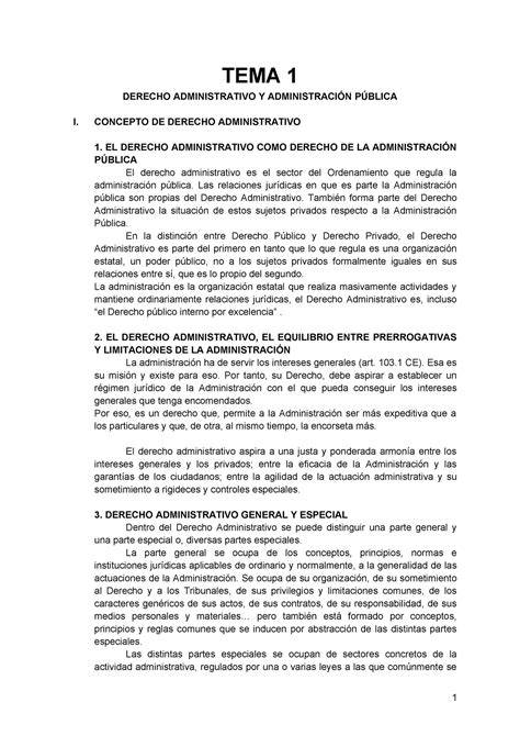 Administrativo Tema 1 Tomo 1 Tema 1 Derecho Administrativo Y