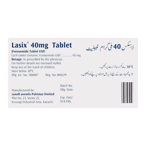 Buy Sanofi Aventis Lasix Tablet 40mg 1 Strip Online At Best Price In