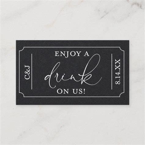 Enjoy A Drink On Us Wedding Drink Voucher Ticket Zazzle Disenos De