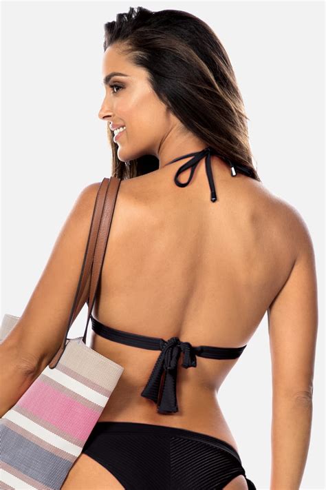 Góra bikini mega p up ze złotą ozdobą FG B czarny biustonosz kąpielowy Sklep Feba