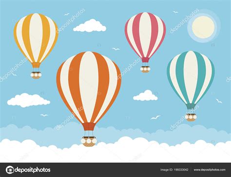 Hot Air Balloons Flying Clouds Stock Vector Image By Rach27 199333042