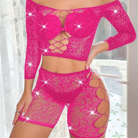Chic Sexy Mesh Hollow Bodystocking Two Piece Off Shoulder Long Sleeve Erotic Lingerie Alibaba