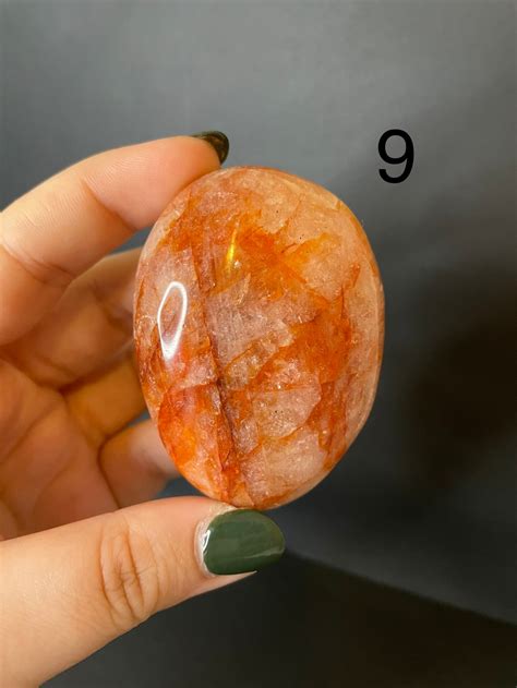 Fire Quartz Palm Stone Hematoid Quartz Palmstone Red Etsy