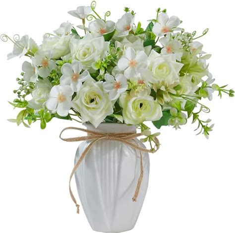 Amazon Jareling Silk Rose Flowers In Vase Artificial Flowers