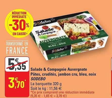 Promo Salade Compagnie Auvergnate P Tes Crudit S Jambon Cru Blue