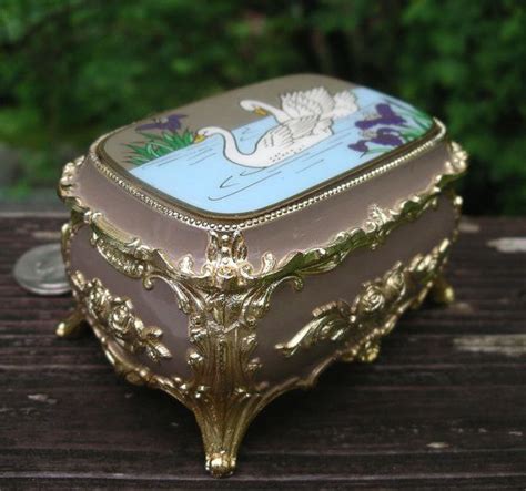 Vintage Swan Music Jewelry Box Tiny Sankyo Japan Treasure Etsy