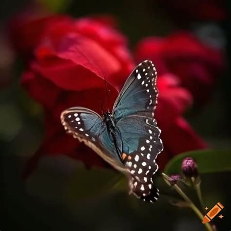 Butterfly On A Rose Flower On Craiyon