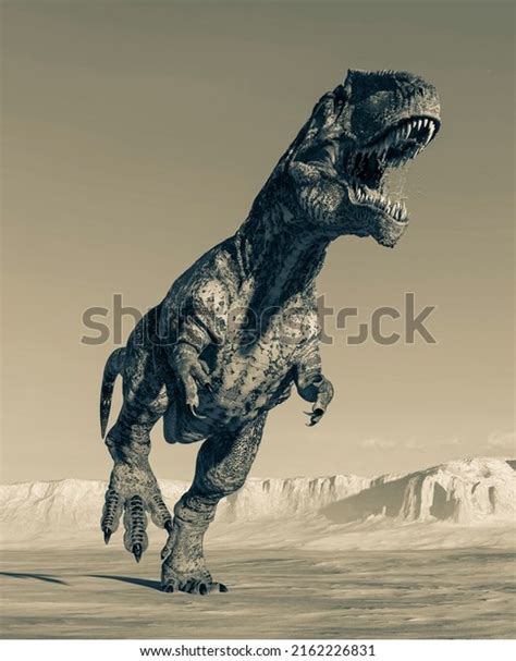 Giganotosaurus Running On Sunset Desert 3d Stock Illustration 2162226831 Shutterstock