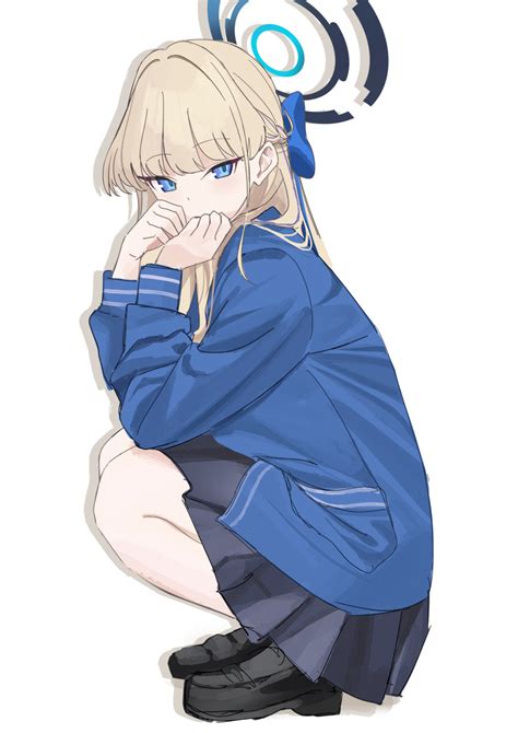 Safebooru 1girl Absurdres Black Footwear Blonde Hair Blue Archive Blue Bow Blue Eyes Blue