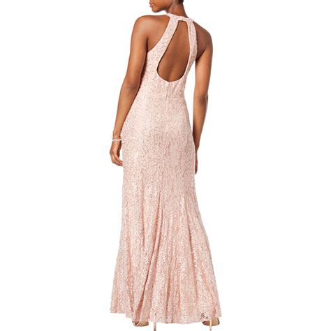 Nw Nightway Womens Pink Lace Sequined Prom Evening Dress Gown Bhfo