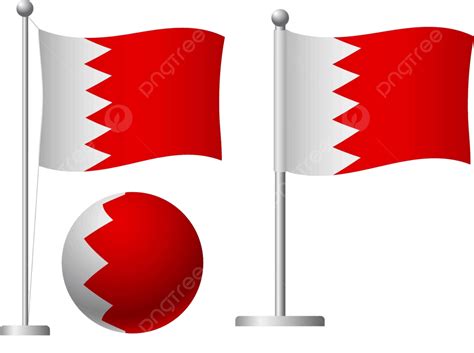 Bahrain Flag On Pole And Ball Icon Sign Flagpole Bahrain Flag Vector