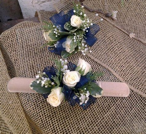 Navy And Gold Wrist And Pin On Corsages For Winter Wedding By Superior