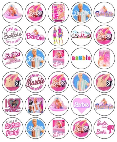 Barbie Movie Cupcake Toppers Edible Wafer Paper Birthday Cake