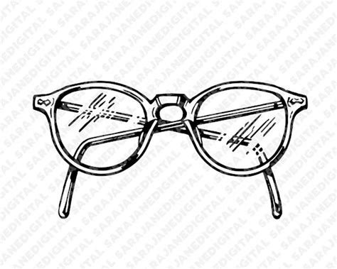 Eyeglasses Glasses Vision Black and White PNG SVG Vintage Illustration ...