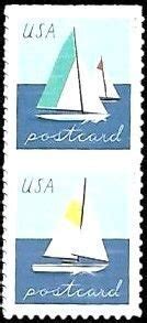 U S Sailboats C Vert Pair Mnh Postcard Rate United