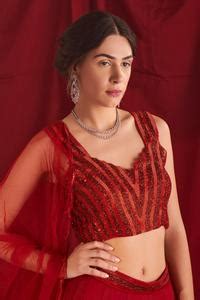 Buy Maroon Organza Embroidered And Embellished Cutdana Work V Lehenga