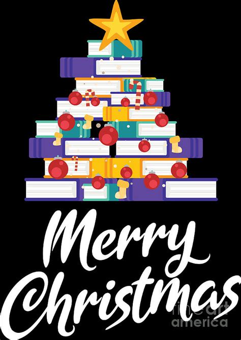 Merry Christmas Books Xmas Tree Librarian Gift Digital Art by ...